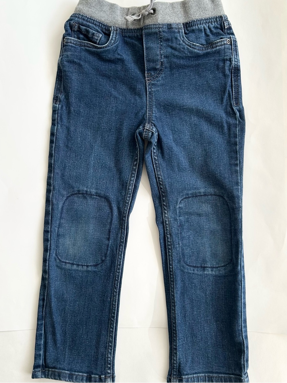 Hanna Andersson Medium Wash Relaxed Fit Pull On Jeans Reinforced Knee Sz 120 6/7